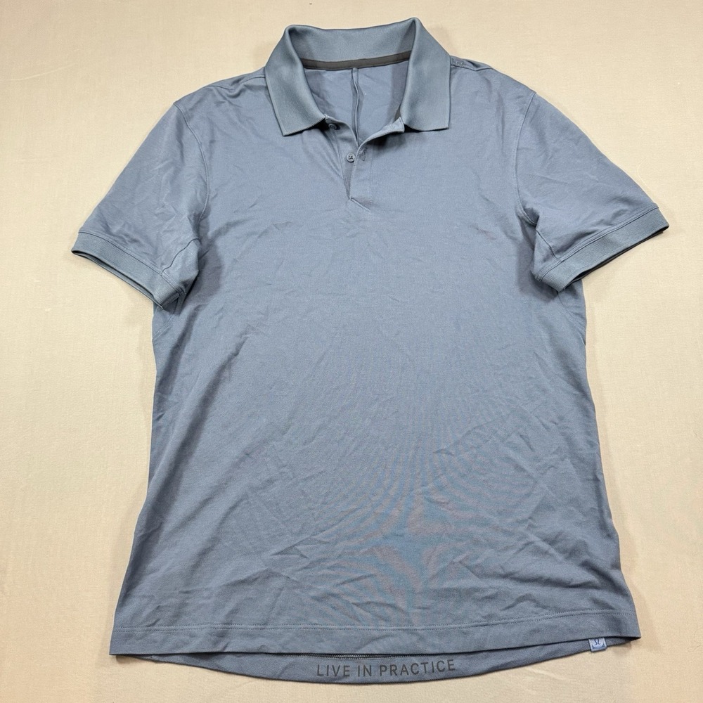 Lululemon Gray Short Sleeve Golf Polo Live in practice Men L 4Way Stretch
